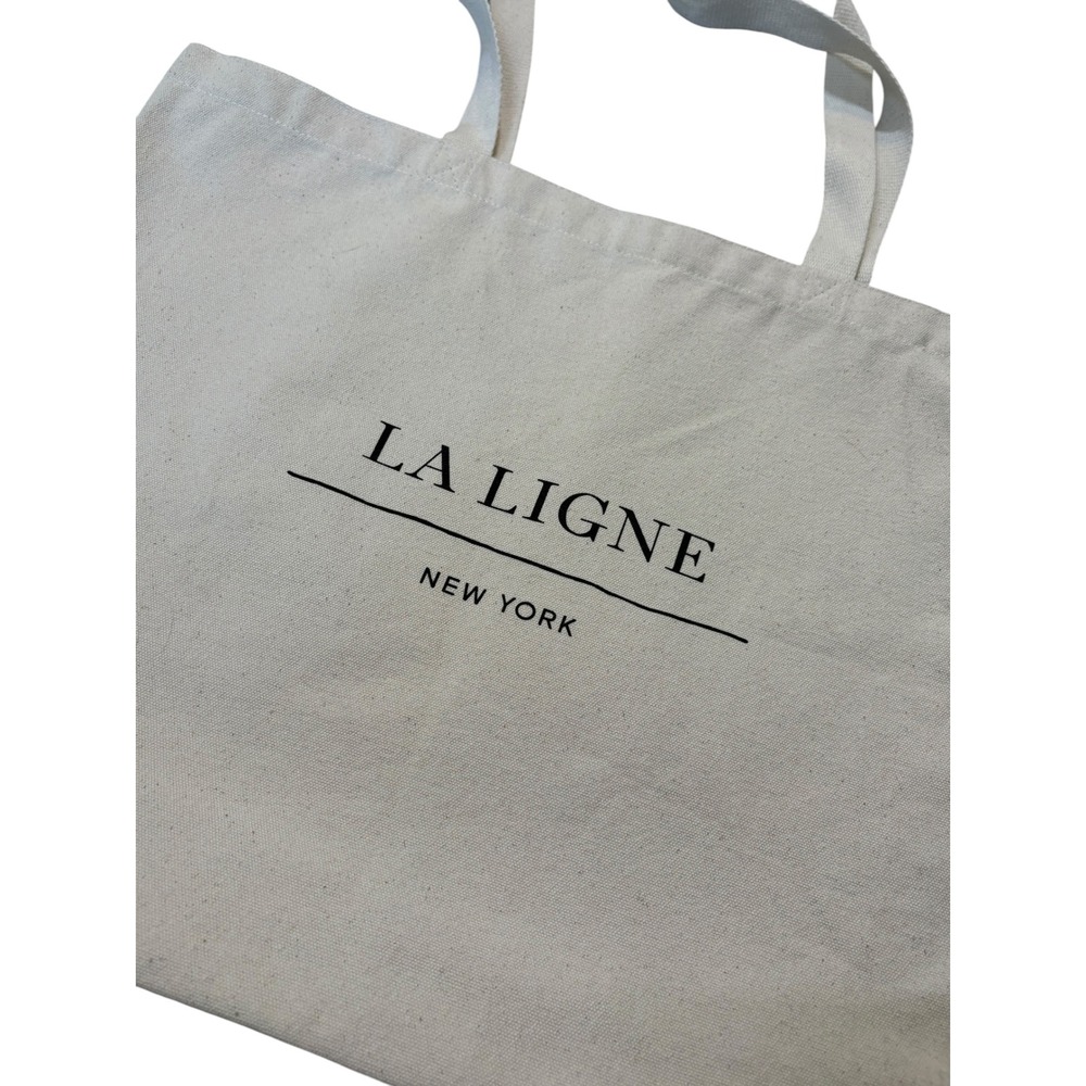 La Ligne Cotton Canvas Extra Large Tote Bag With La Bande Neutral Shopping - Picture 6 of 7